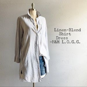 Linen-Blend Striped Shirt Dress by H&M LOGG sz 6